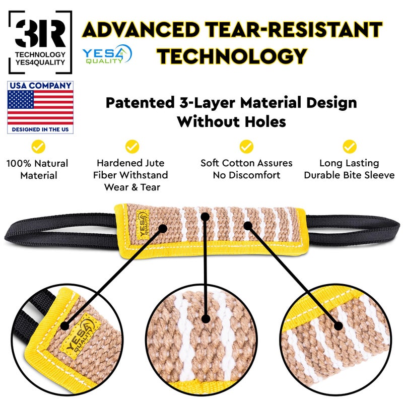 YES4QUALITY Dog Bite Tug Toy 12 x 3.2 Inches - Durable Pull Toy with 2 Soft & Strong Handles - Tough Jute Bite Pillow for Medium to Large Dogs - Ideal for Tug of War, Fetch, K9, Puppy Training & Interactive Play - Image 2